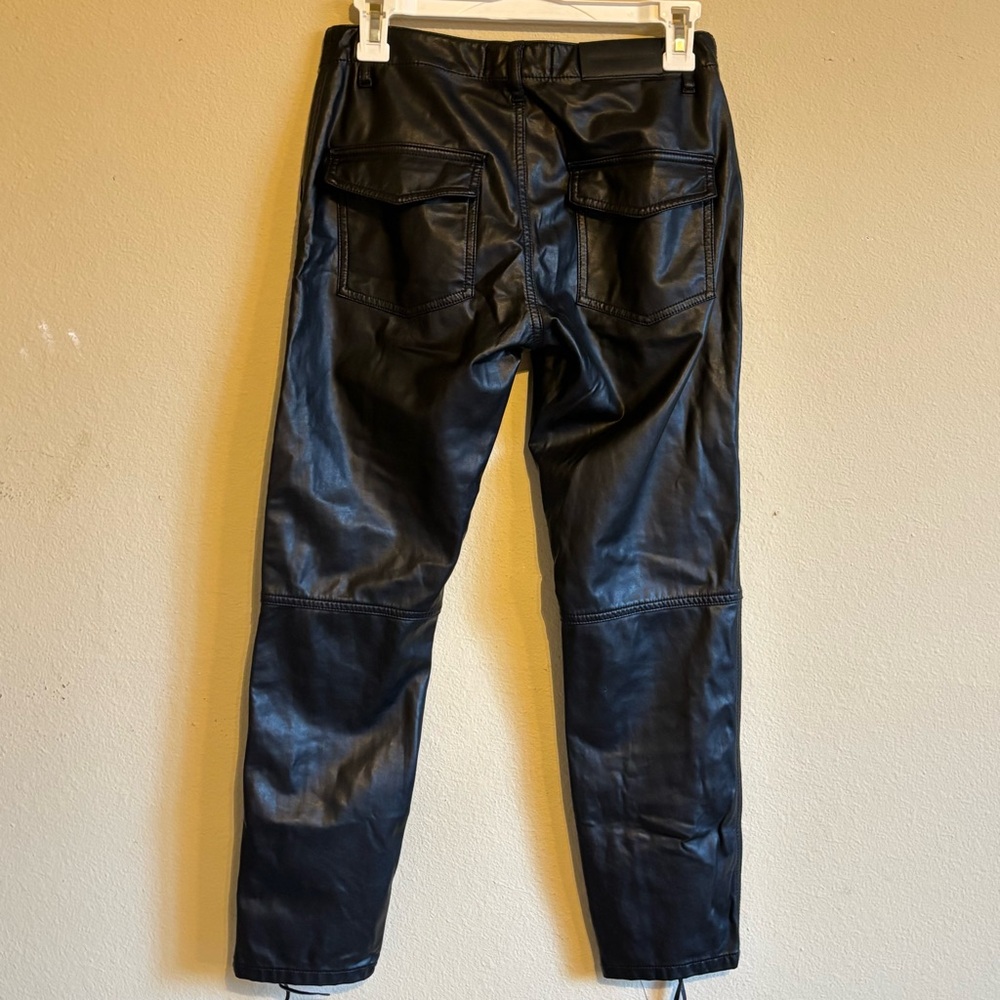 New The Kooples Faux Leather Pants Lace Up Zip up Slide Clasp Closure Sz 4 - Picture 6 of 14
